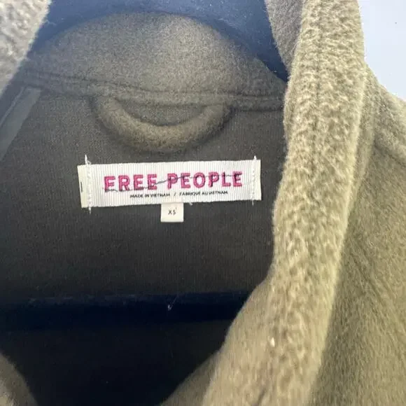 Free People Relaxed Fit Alma Longline Duffle Coat in Olive Oversized XS/ S NWT